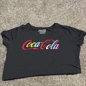 Coca-Cola Black Tee with Multicolor Logo